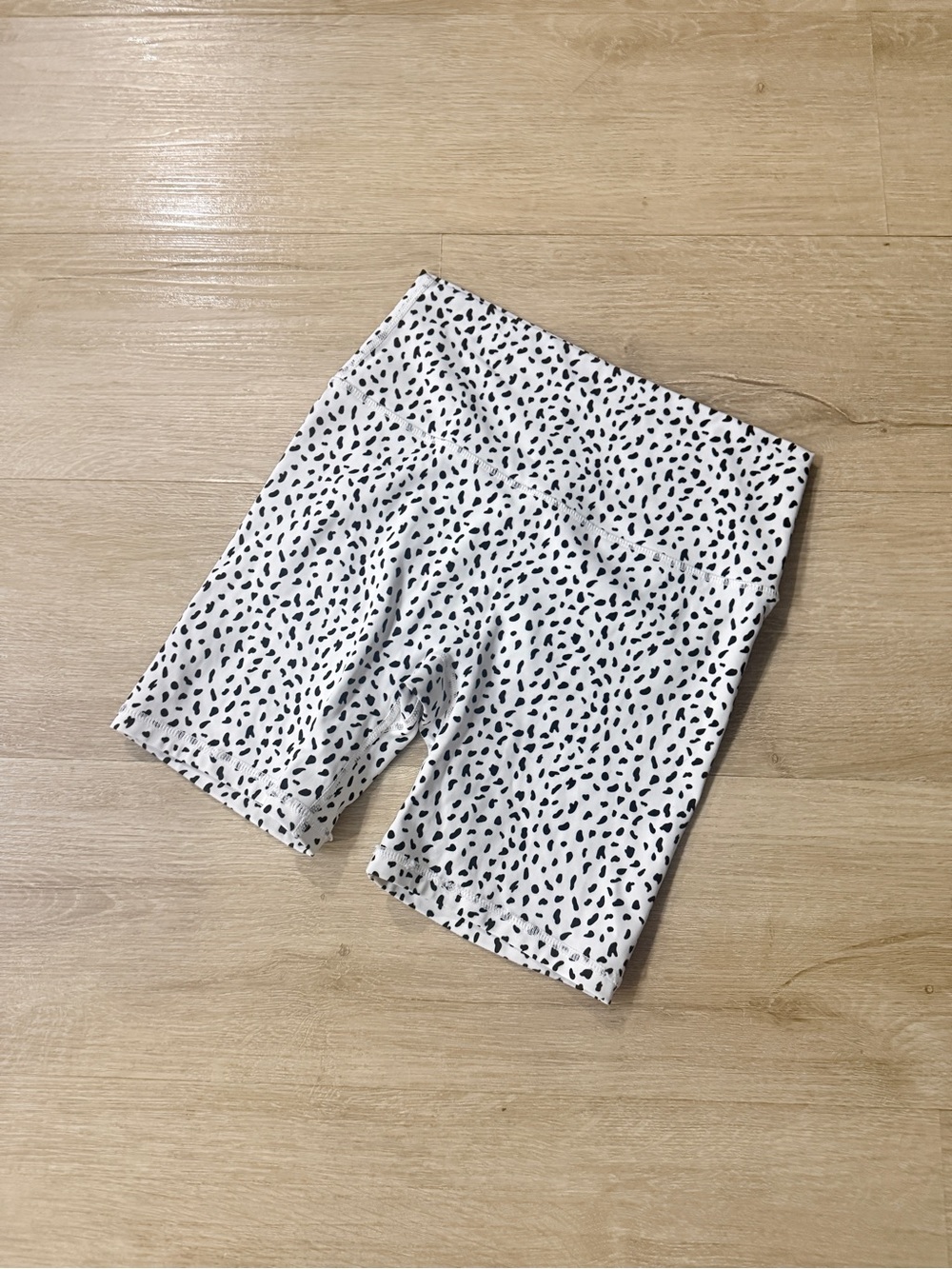 White Black Speckled High-Rise Bike Shorts
